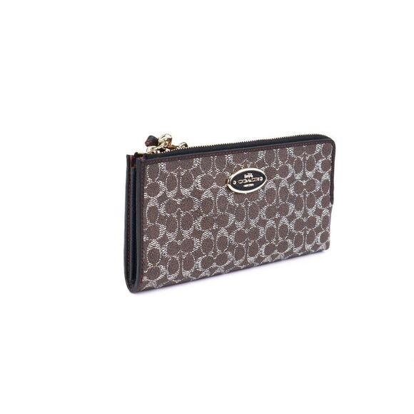 NEW Coach Signature L-Zip Wallet in Saddle Black - Picture 1 of 9